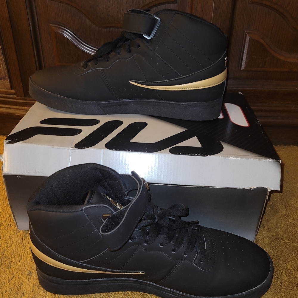 Men's Black & Gold FILA Sneakers
